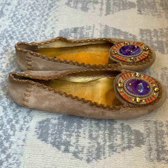 Prada Tan Suede Moccasin Flats 37.5 - Picture 3 of 7